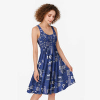 Blue Samoa Manuia Le Kerisimasi Midi Dress Pacific Patchwork Xmas Vibes LT9 - Polynesian Pride
