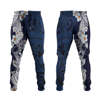 Blue Samoa Tattoo Jogger Pants Plumeria Samoan Ocean Tatau Pattern LT14 Blue - Polynesian Pride