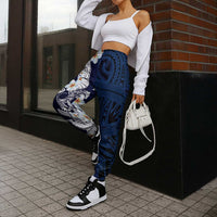 Blue Samoa Tattoo Jogger Pants Plumeria Samoan Ocean Tatau Pattern LT14 - Polynesian Pride