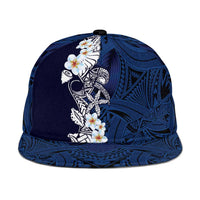 Blue Samoa Tattoo Snapback Cap Plumeria Samoan Ocean Tatau Pattern LT14 One Size Blue - Polynesian Pride