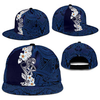 Blue Samoa Tattoo Snapback Cap Plumeria Samoan Ocean Tatau Pattern LT14 - Polynesian Pride