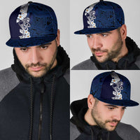 Blue Samoa Tattoo Snapback Cap Plumeria Samoan Ocean Tatau Pattern LT14 - Polynesian Pride
