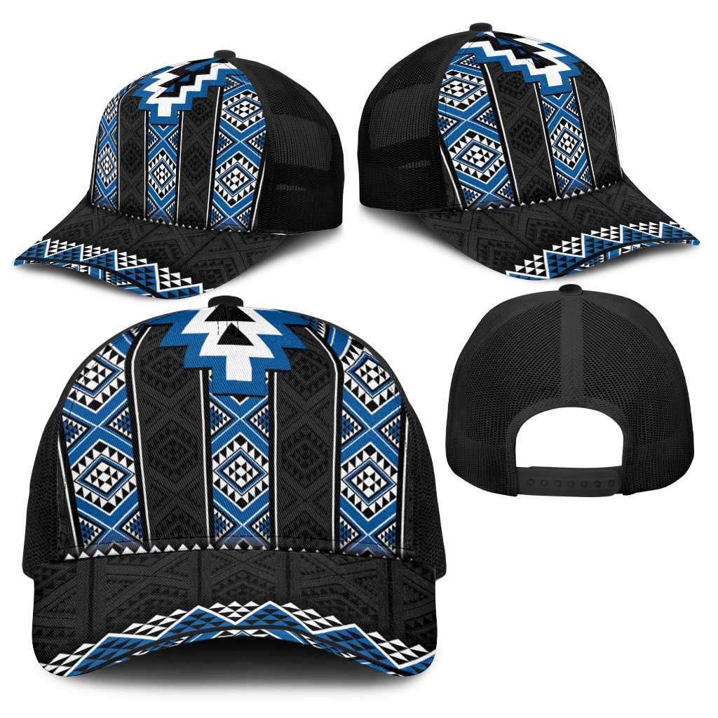 Blue Taniko Aotearoa Baseball Net Cap Niho Taniwha Mix Poutama LT14 - Polynesian Pride
