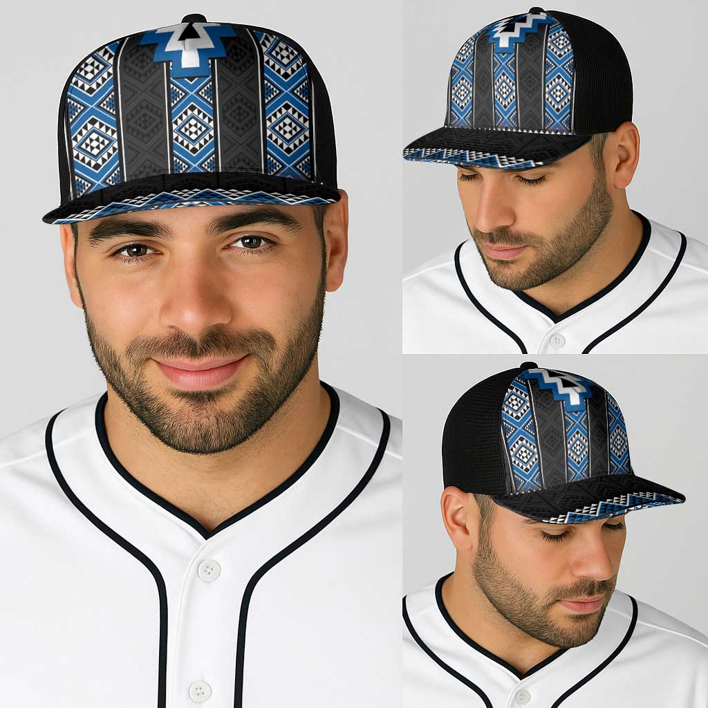 Blue Taniko Aotearoa Baseball Net Cap Niho Taniwha Mix Poutama LT14 - Polynesian Pride