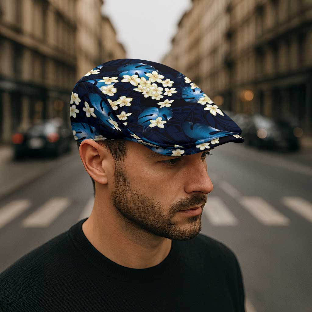 Blue Tropical Hawaii Jeff Hat Seamless Monstera Plumeria Hawaiian Pattern LT14 - Polynesian Pride