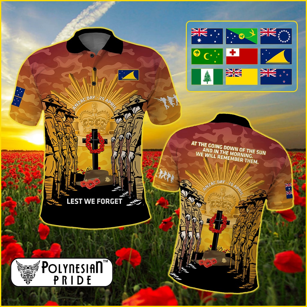 Custom 25 April ANZAC Day Polo Shirt Lest We Forget Army Corps Camouflage CTM14 Yellow - Polynesian Pride