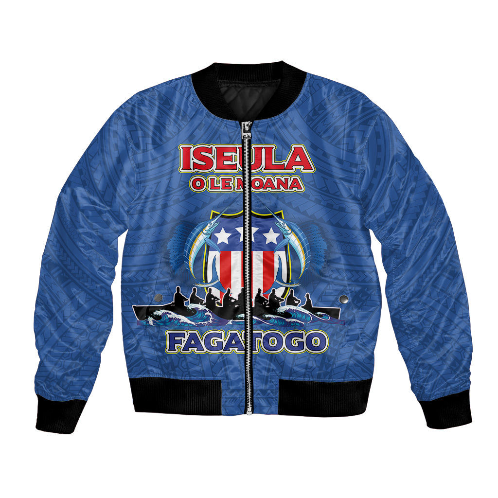 American Samoa Bomber Jacket Iseula o le Moana of Fagatogo Pride Blue Color LT03 Unisex Blue - Polynesian Pride