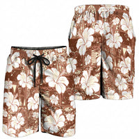 Brown Bula Fiji Masi Hibiscus Seamless Shorts for Men