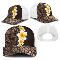 Brown Polynesia Baseball Net Cap Plumeria Tropical Leaves With Galaxy Polynesian Art LT14 - Polynesian Pride
