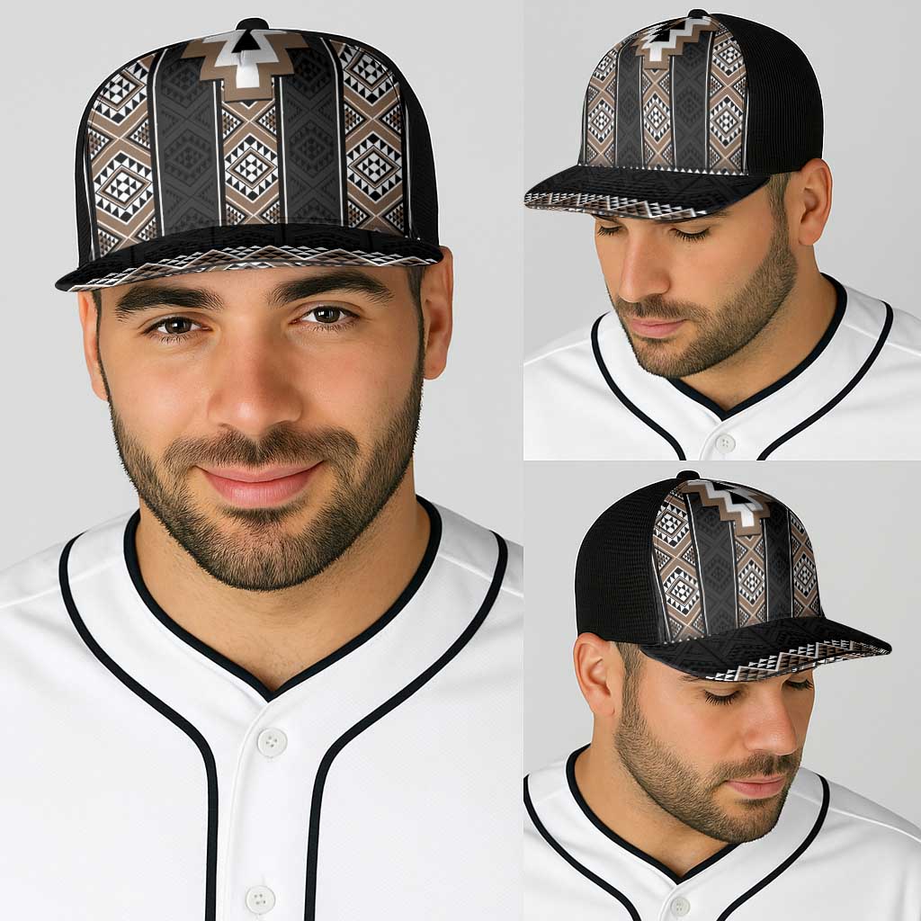 Brown Taniko Aotearoa Baseball Net Cap Niho Taniwha Mix Poutama LT14 - Polynesian Pride