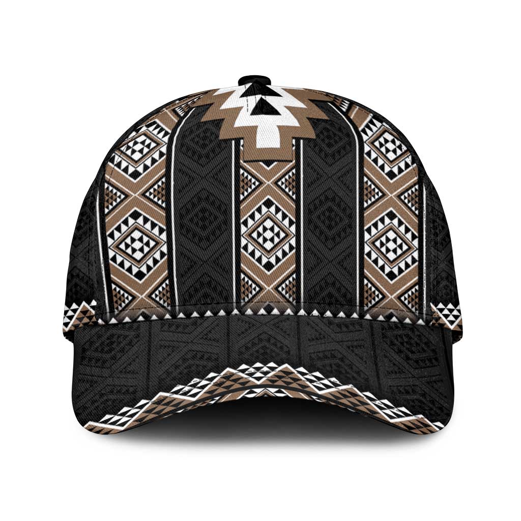 Brown Taniko Aotearoa Classic Cap Niho Taniwha Mix Poutama LT14 Universal Fit Brown - Polynesian Pride