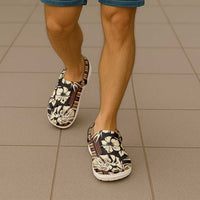 Bula Fiji Masi Clogs Shoes - Tapa Tropical Hibiscus Half Stylized LT14 - Polynesian Pride