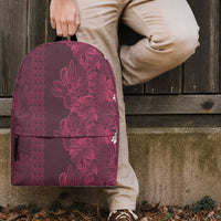 Burgundy Hibiscus Monstera Seamless Kakau Hawaii Backpack