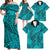 Turquoise Hawaii Family Matching Off Shoulder Maxi Dress And Hawaiian Shirt Tribal Art LT14 - Polynesian Pride