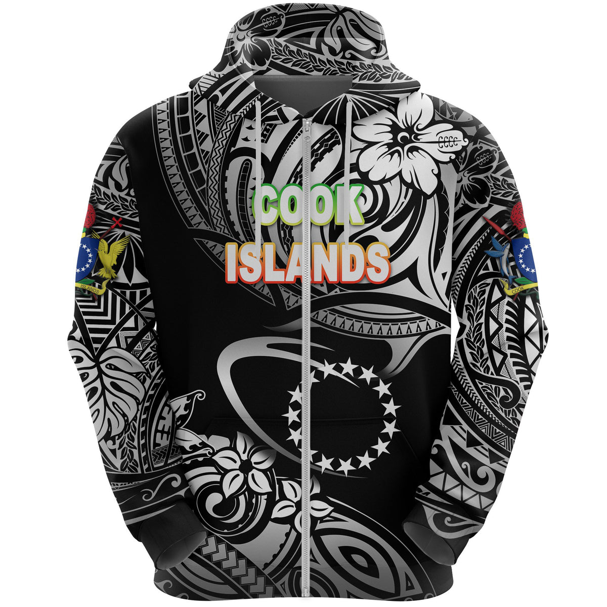Cook Islands Rugby Hoodie Unique Vibes Black - Polynesian Pride