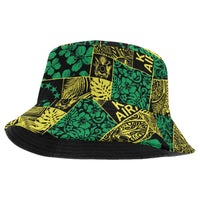 Cook Islands Mere Kiritimiti Bucket Hat Pacific Patchwork Xmas Vibes LT9 One Size Green - Polynesian Pride