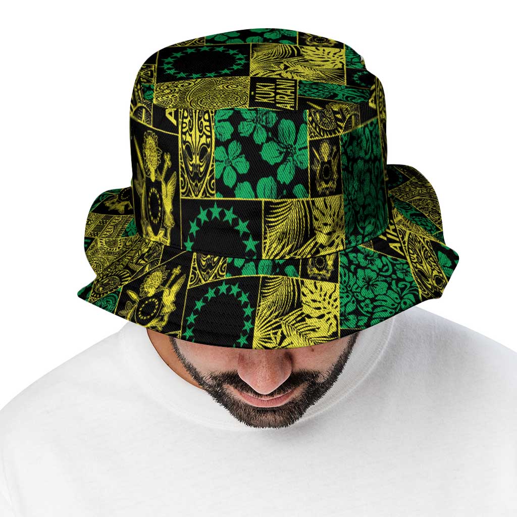 Cook Islands Mere Kiritimiti Bucket Hat Pacific Patchwork Xmas Vibes LT9 - Polynesian Pride