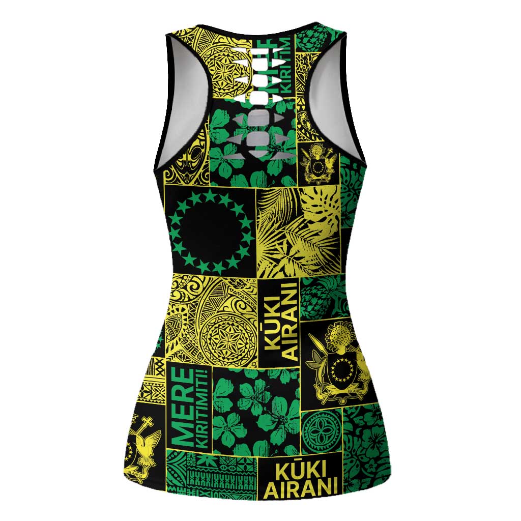 Cook Islands Mere Kiritimiti Hollow Tank Top Pacific Patchwork Xmas Vibes LT9 - Polynesian Pride