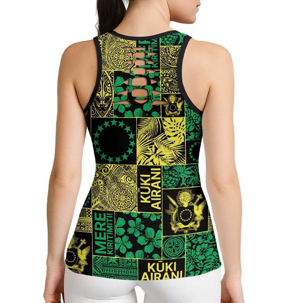 Cook Islands Mere Kiritimiti Hollow Tank Top Pacific Patchwork Xmas Vibes LT9 - Polynesian Pride