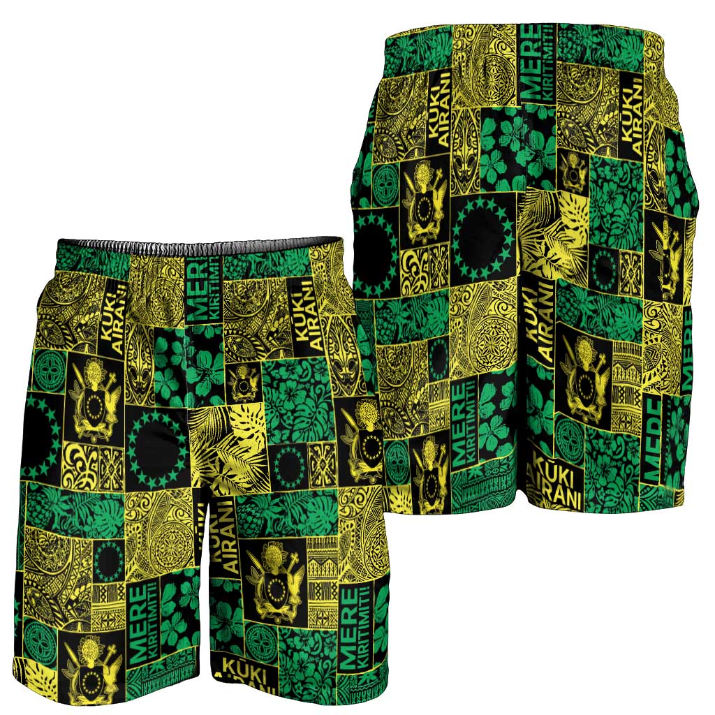 Cook Islands Mere Kiritimiti Shorts for Men Pacific Patchwork Xmas Vibes LT9 - Polynesian Pride