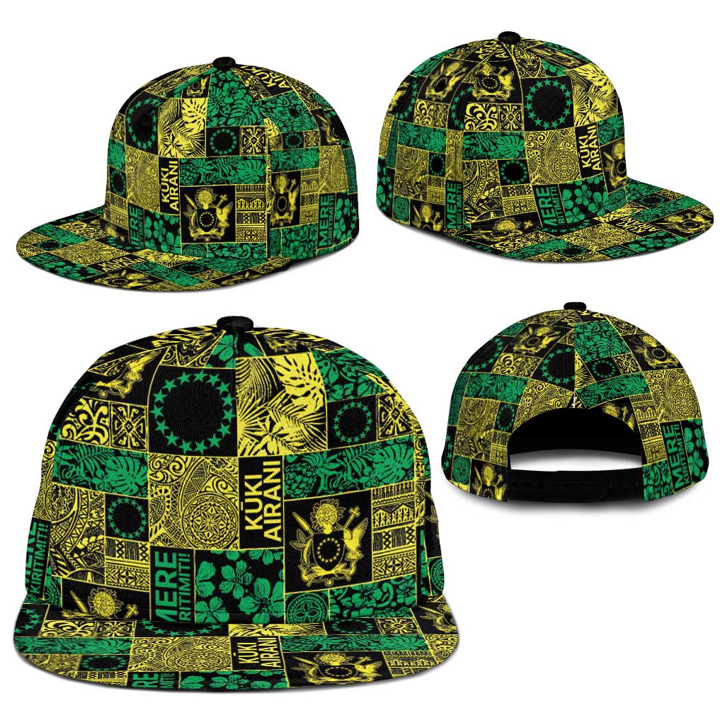 Cook Islands Mere Kiritimiti Snapback Cap Pacific Patchwork Xmas Vibes LT9 - Polynesian Pride