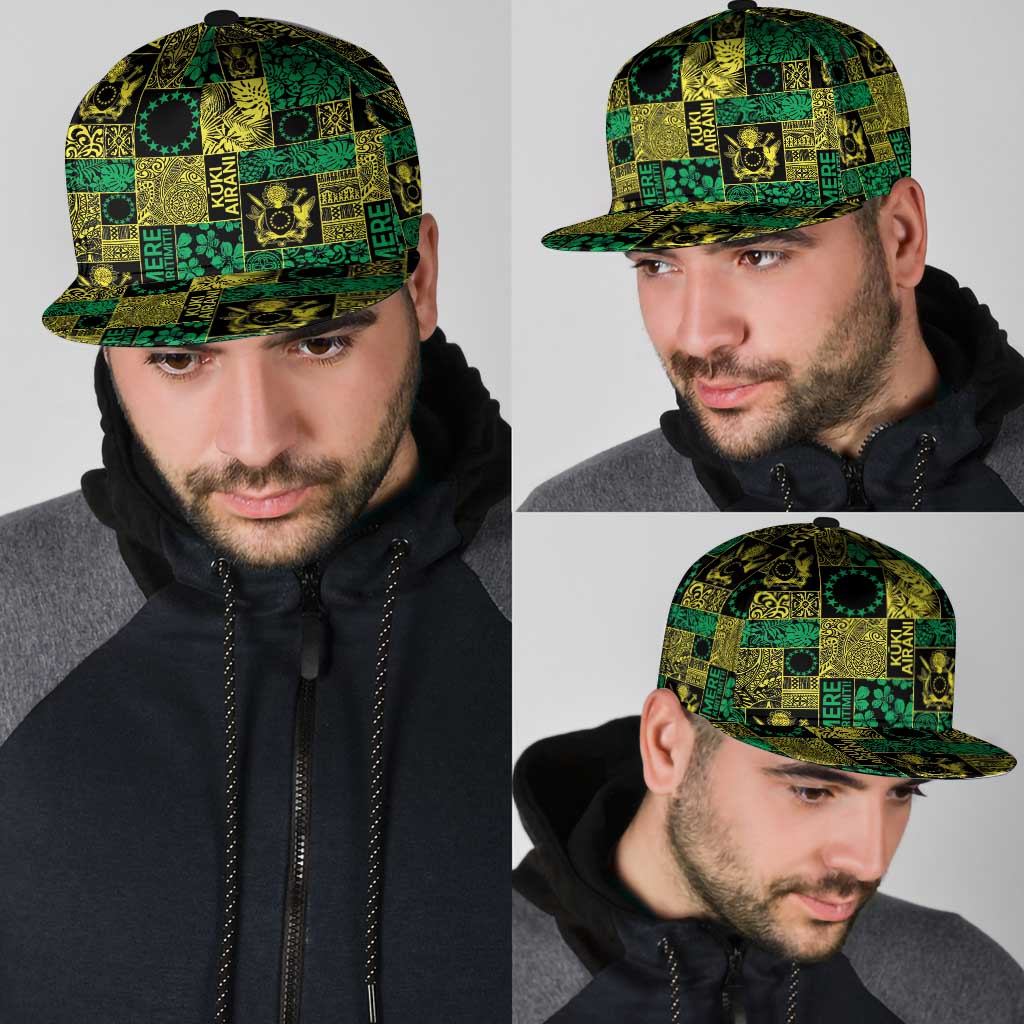 Cook Islands Mere Kiritimiti Snapback Cap Pacific Patchwork Xmas Vibes LT9 - Polynesian Pride