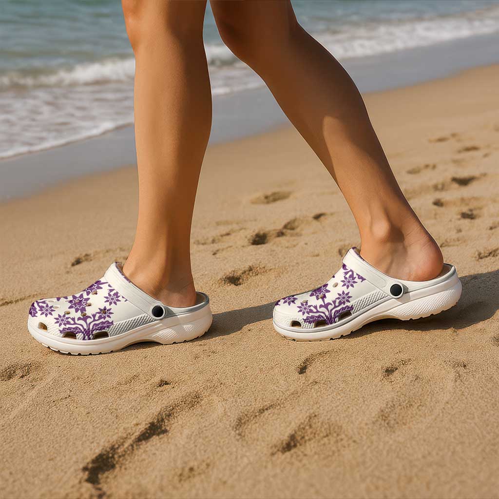 Cook Islands Purple Tivaevae Clogs Shoes LT05 - Polynesian Pride