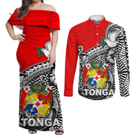 Tonga Hook Tattoo Matching Dress and Long Sleeve Button Shirt White LT05 - Polynesian Pride