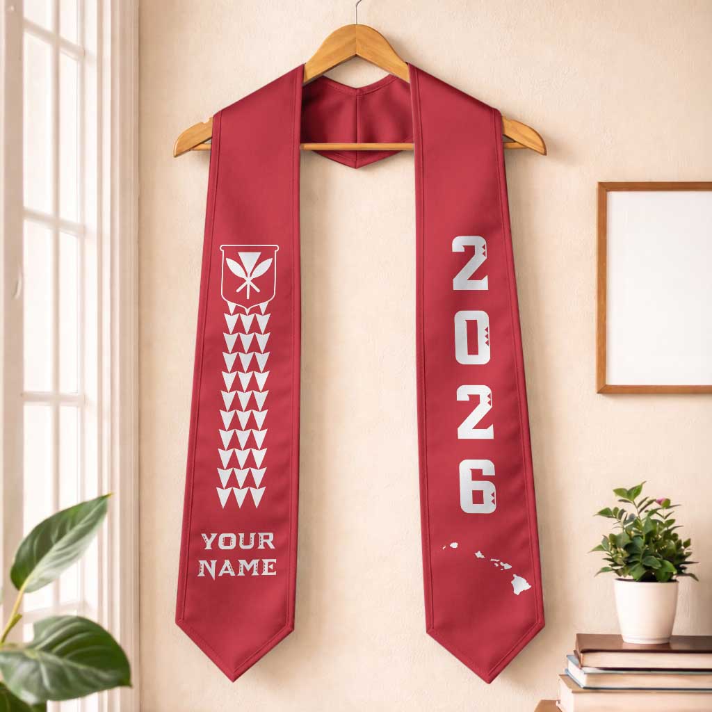 Custom Aloha Hawaii Graduation Stole Kakau Pattern Red Version LT05 One Size Red - Polynesian Pride