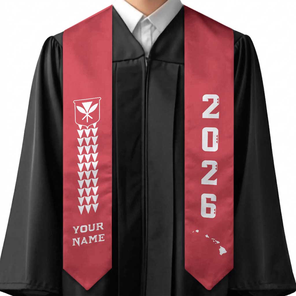 Custom Aloha Hawaii Graduation Stole Kakau Pattern Red Version LT05 - Polynesian Pride