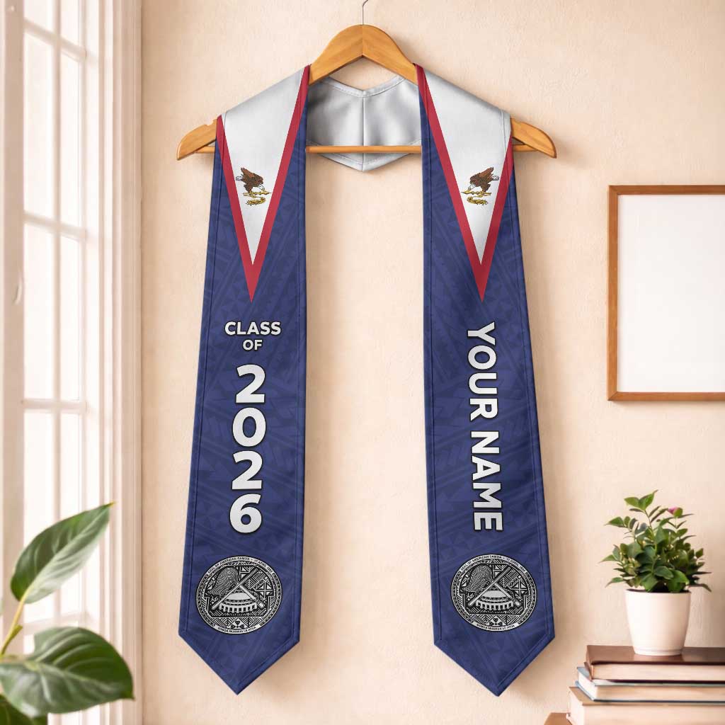 Custom American Samoa Graduation Stole Polynesian Pattern LT05 One Size Blue - Polynesian Pride