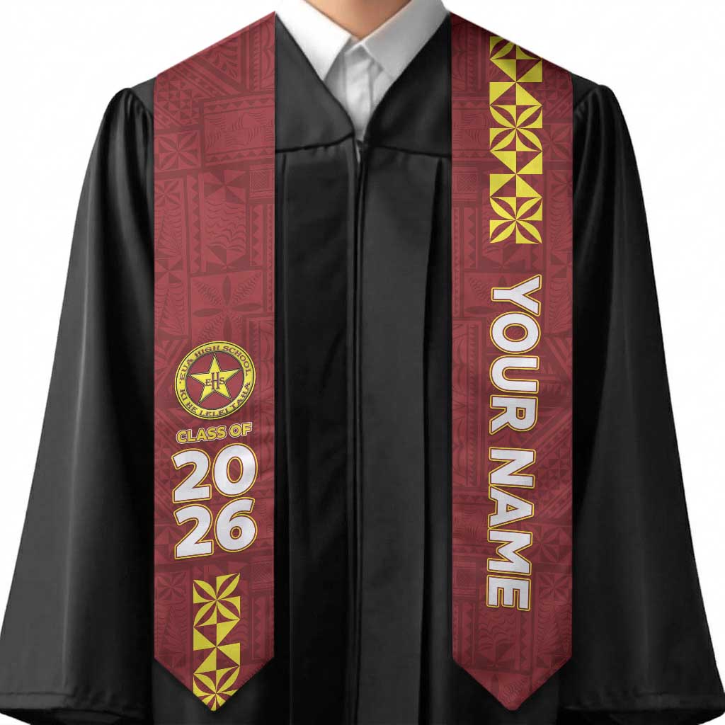 Custom Eua High School Graduation Stole Tongan Ngatu Pattern LT05 - Polynesian Pride