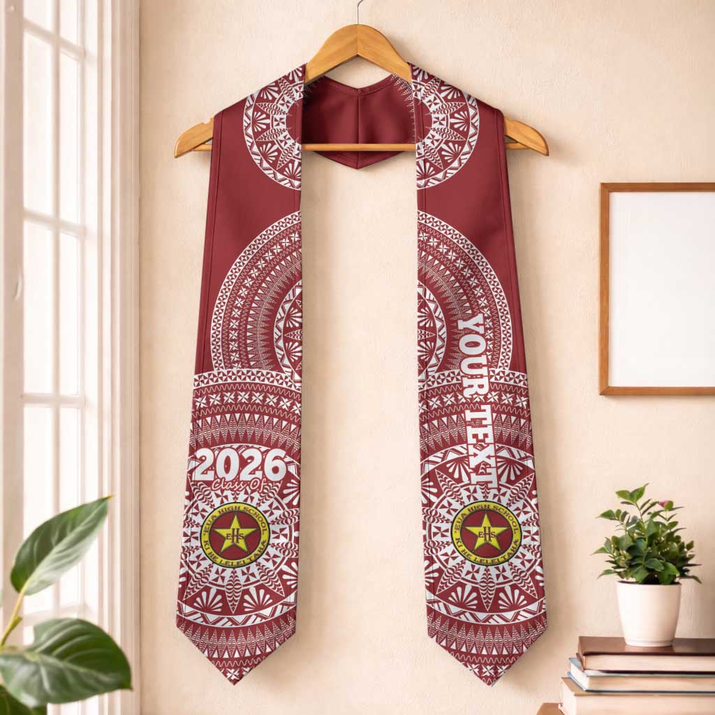 Custom Eua High School Tonga Graduation Stole Class Of Year Tongan Ngatu Pattern LT14 One Size Maroon - Polynesian Pride