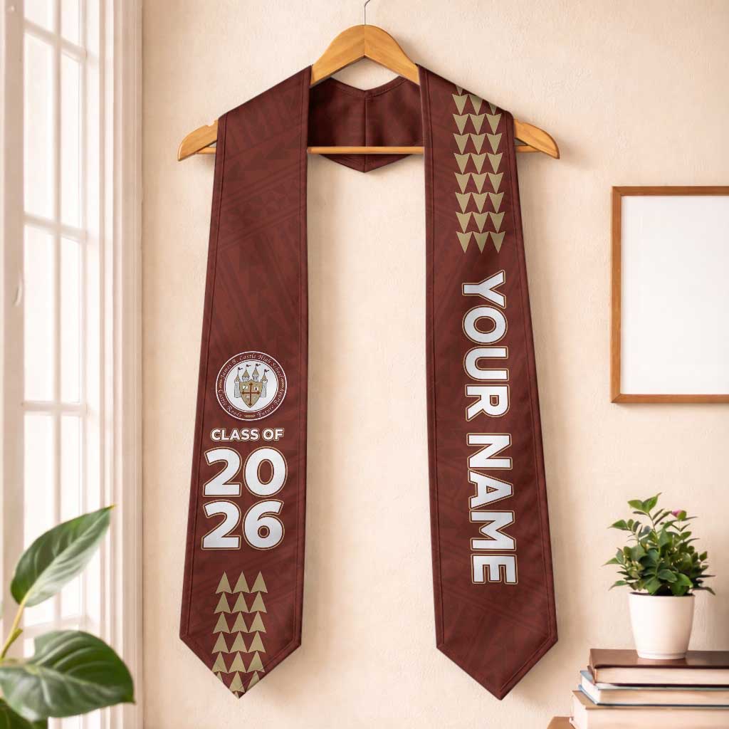 Custom Hawaii Castle High School Graduation Stole Kakau Pattern LT05 One Size Maroon - Polynesian Pride