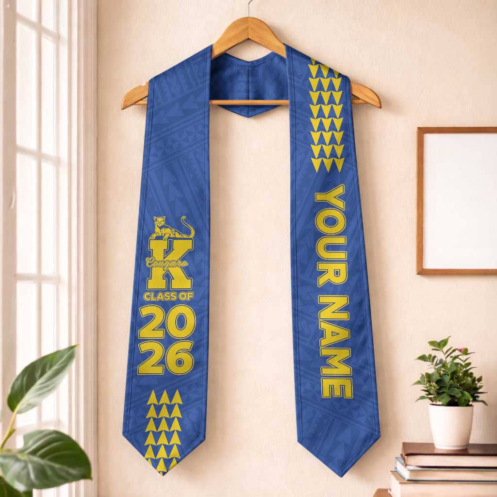 Custom Hawaii Kaiser High School Graduation Stole Kakau Pattern LT05 One Size Blue - Polynesian Pride