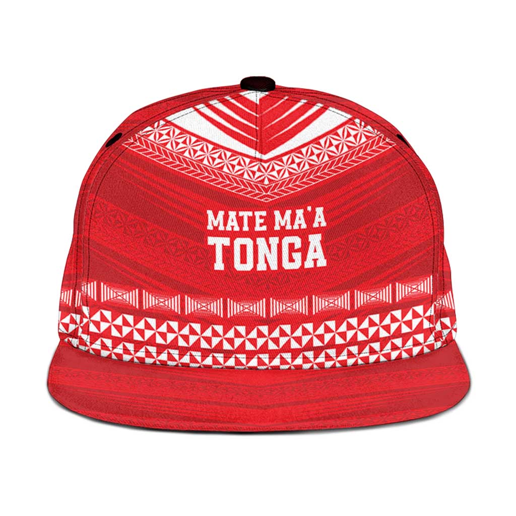 Custom Mate Ma'a Tonga Heritage Snapback Cap Pacific Tribal Rugby Red Edition LT9 One Size Red - Polynesian Pride