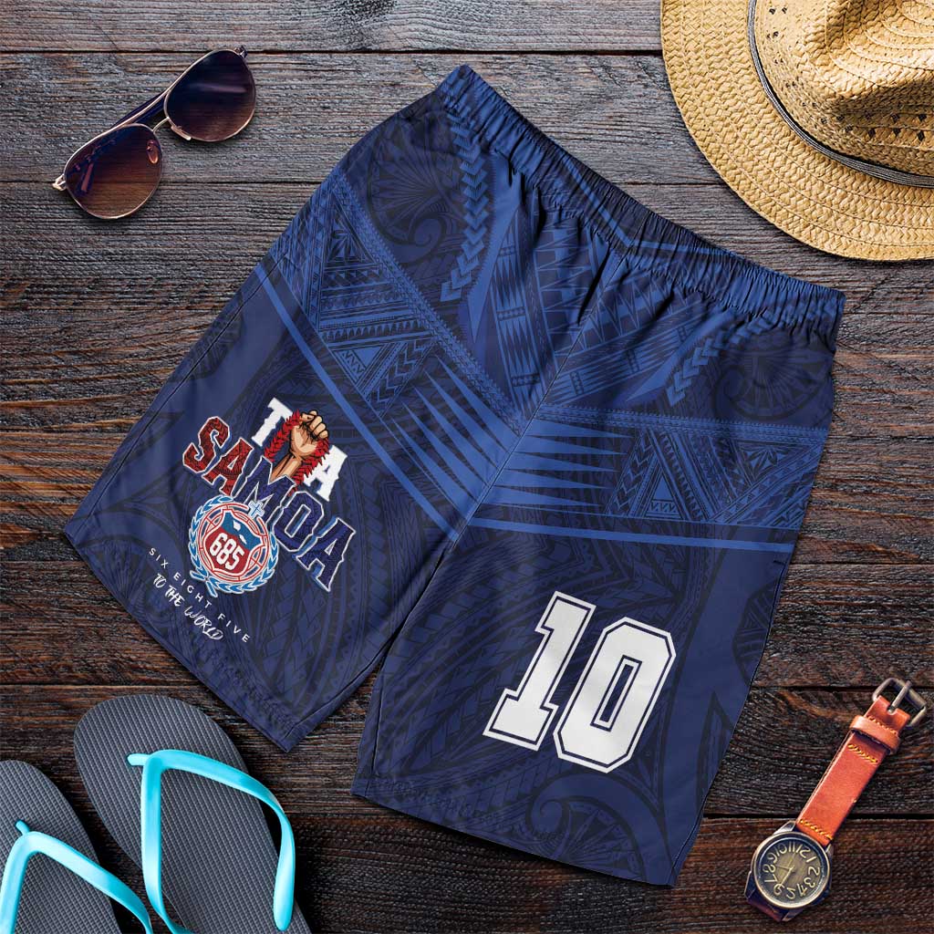 Custom Toa Samoa Rugby Shorts for Men Champions Six Eight Five LT03 Blue - Polynesian Pride