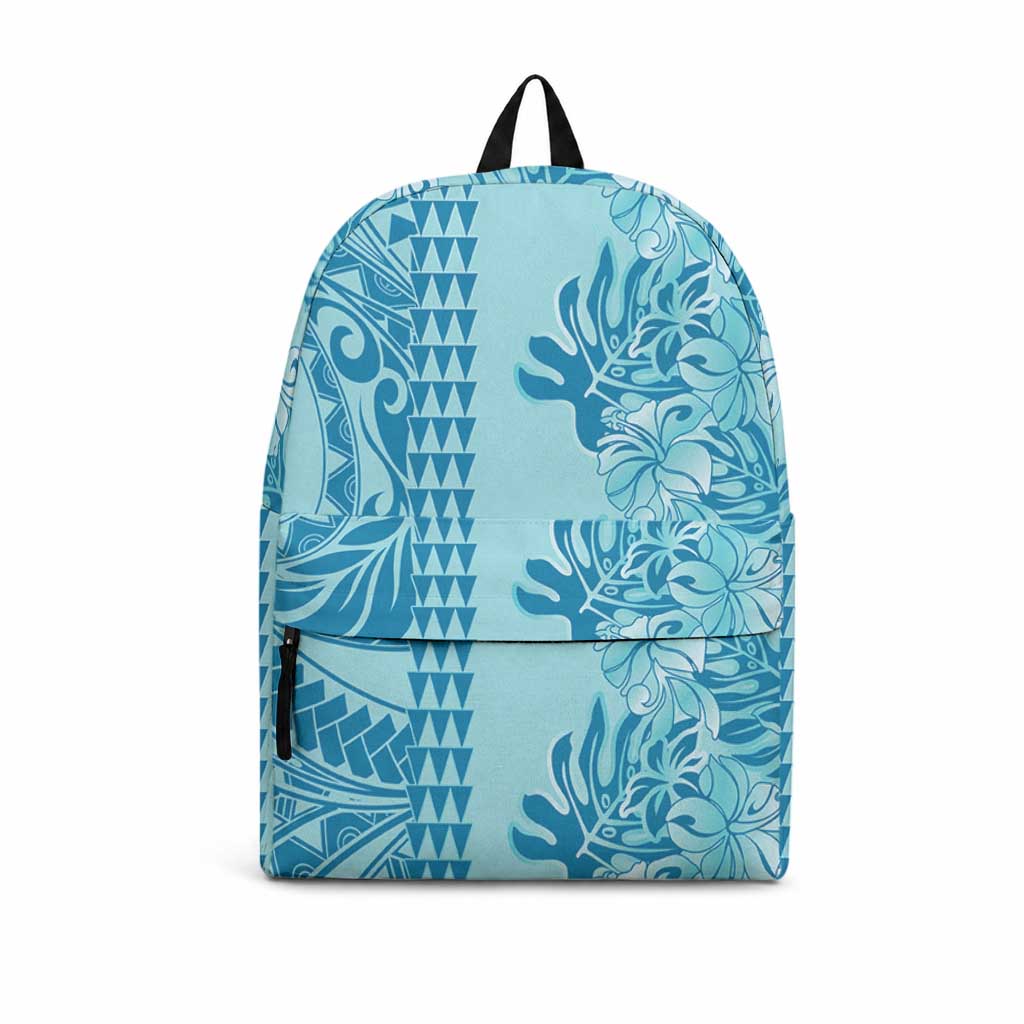 Cyan Hibiscus Monstera Seamless Kakau Hawaii Backpack