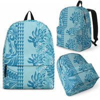 Cyan Hibiscus Monstera Seamless Kakau Hawaii Backpack