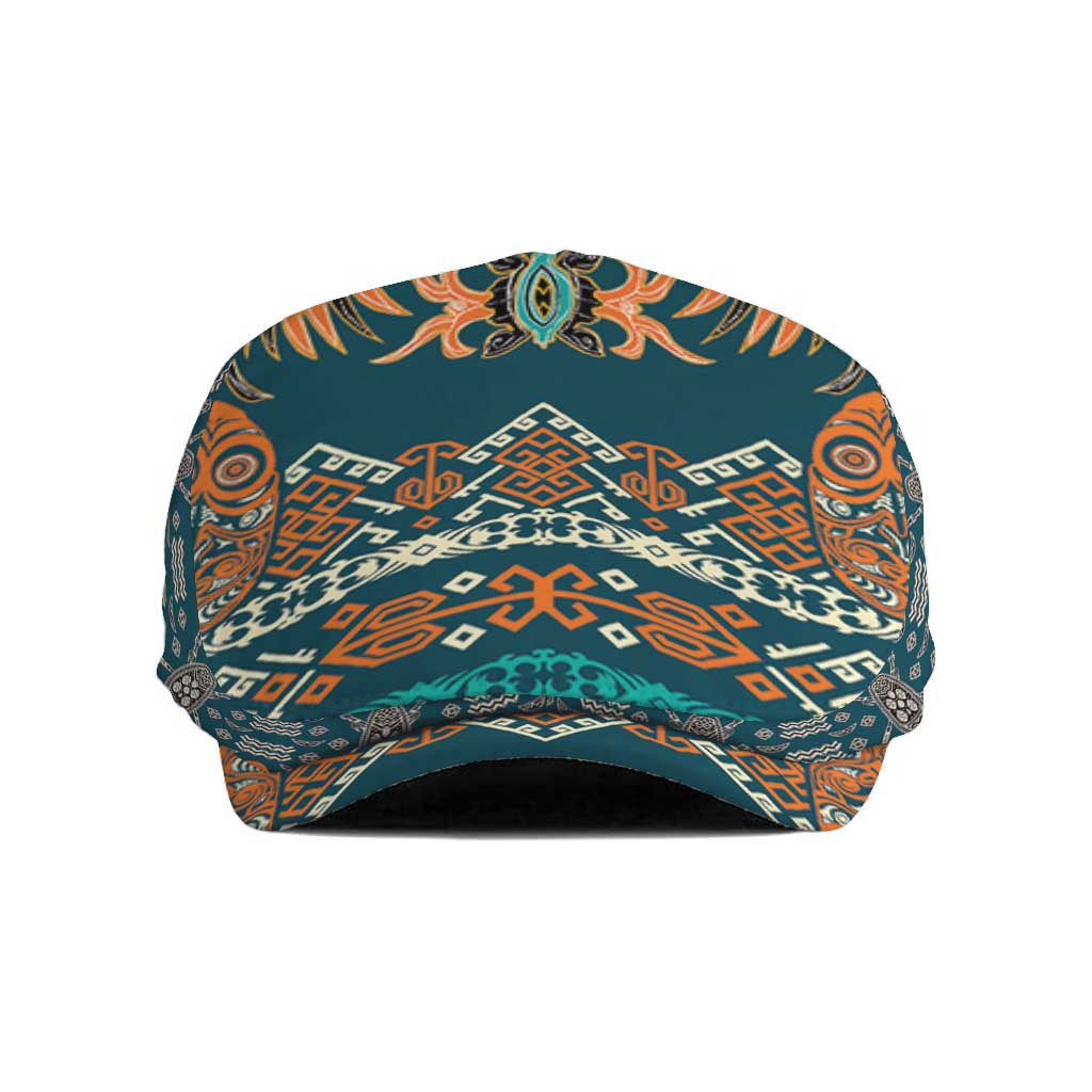 Dark Cyan Blue Batik Papua-inspired Pattern Jeff Hat LT9 Blue - Polynesian Pride