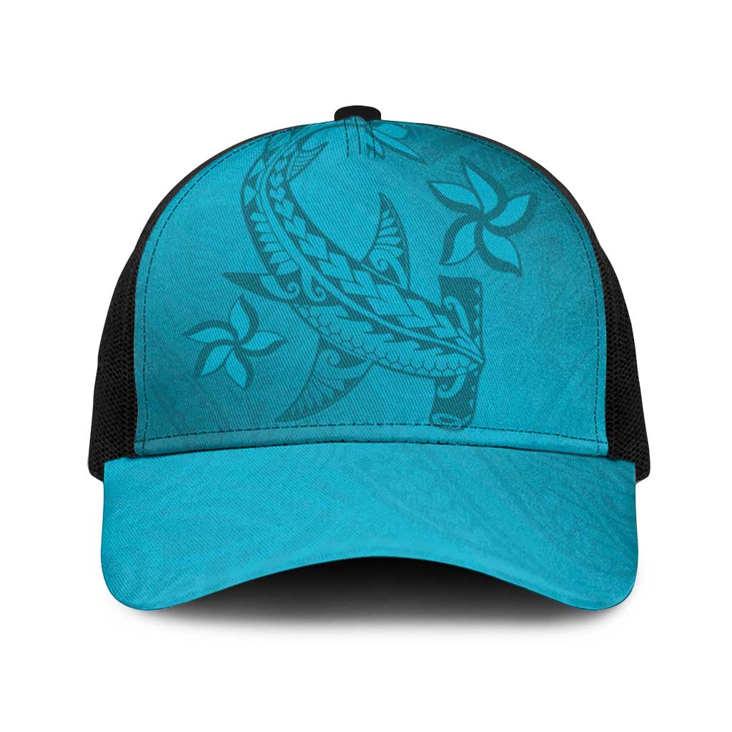 Dark Cyan Gradient Polynesia Baseball Net Cap Hawaiian Tribal Hammerhead Shark Tattoo LT14 One Size Black Dark Cyan - Polynesian Pride