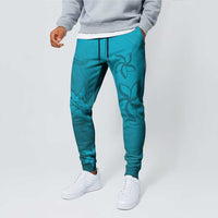 Dark Cyan Gradient Polynesia Jogger Pants Hawaiian Tribal Hammerhead Shark Tattoo LT14 - Polynesian Pride