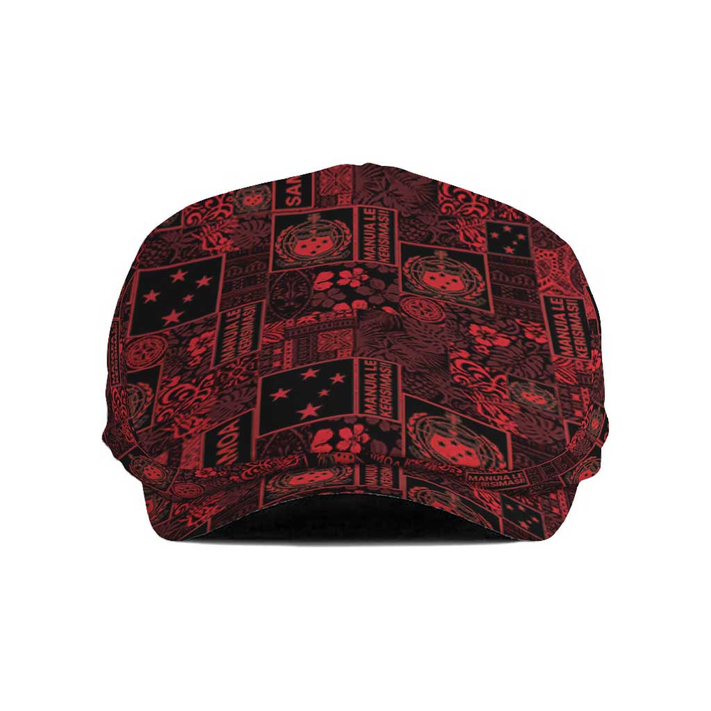 Dark Samoa Manuia Le Kerisimasi Jeff Hat Pacific Patchwork Xmas Vibes LT9 Red - Polynesian Pride