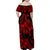 Polynesian Matching Outfit For Family Plumeria Flowers Long Dress Hawaiian Shirt Polynesian Tribal Red Vibe LT9