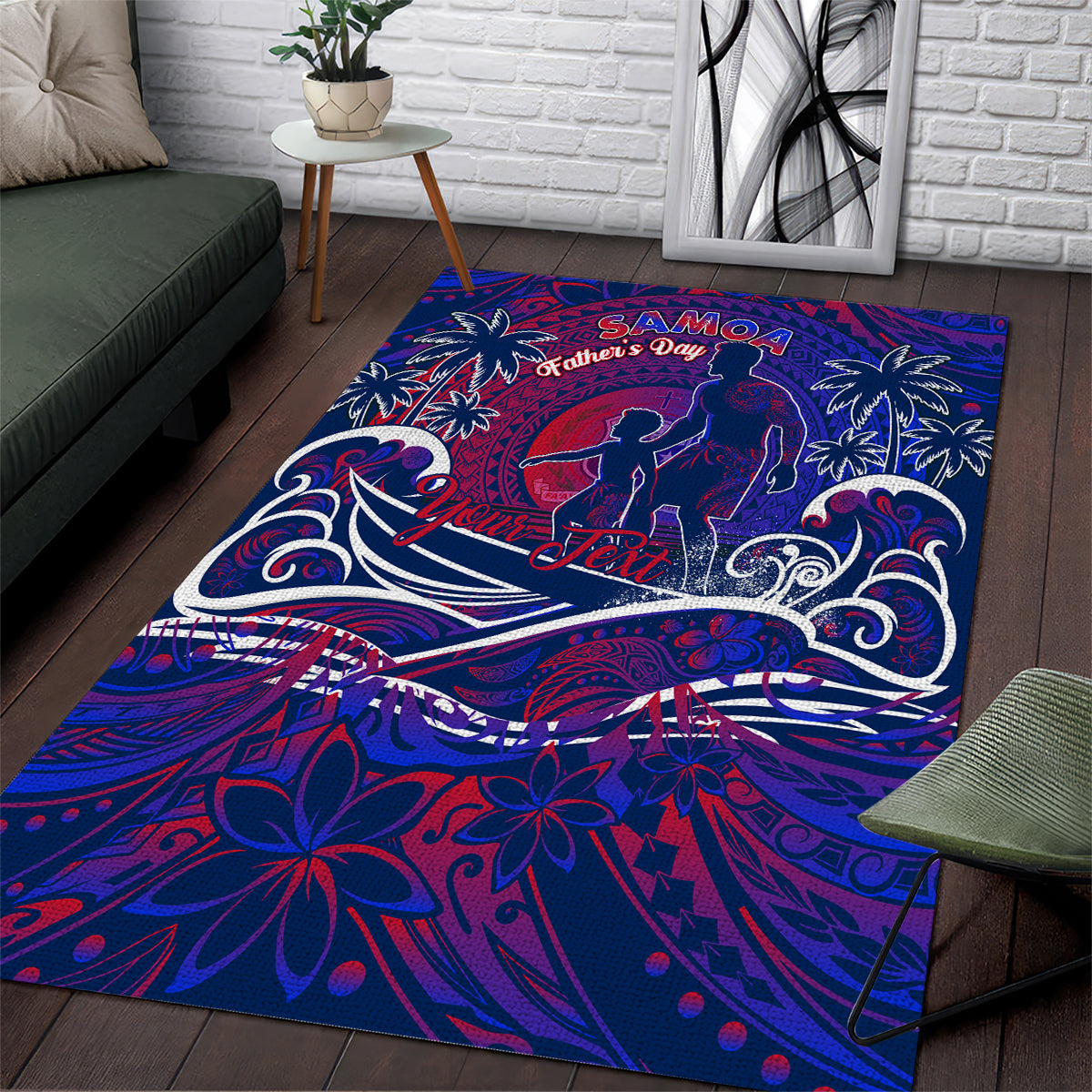Father's Day Samoa Area Rug Special Dad Polynesia Paradise DT02 Green - Polynesian Pride