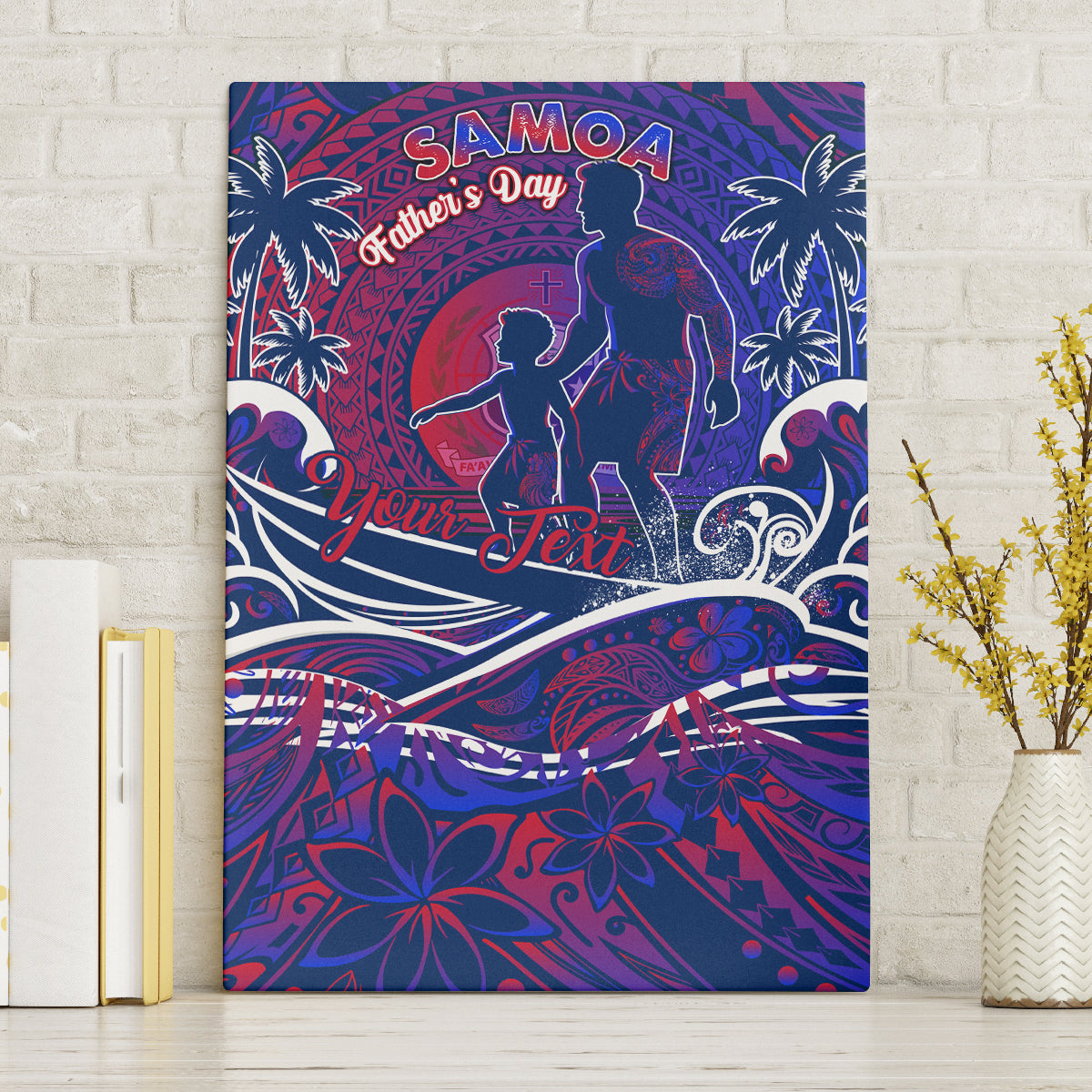 Father's Day Samoa Canvas Wall Art Special Dad Polynesia Paradise DT02 Without Frame Green - Polynesian Pride