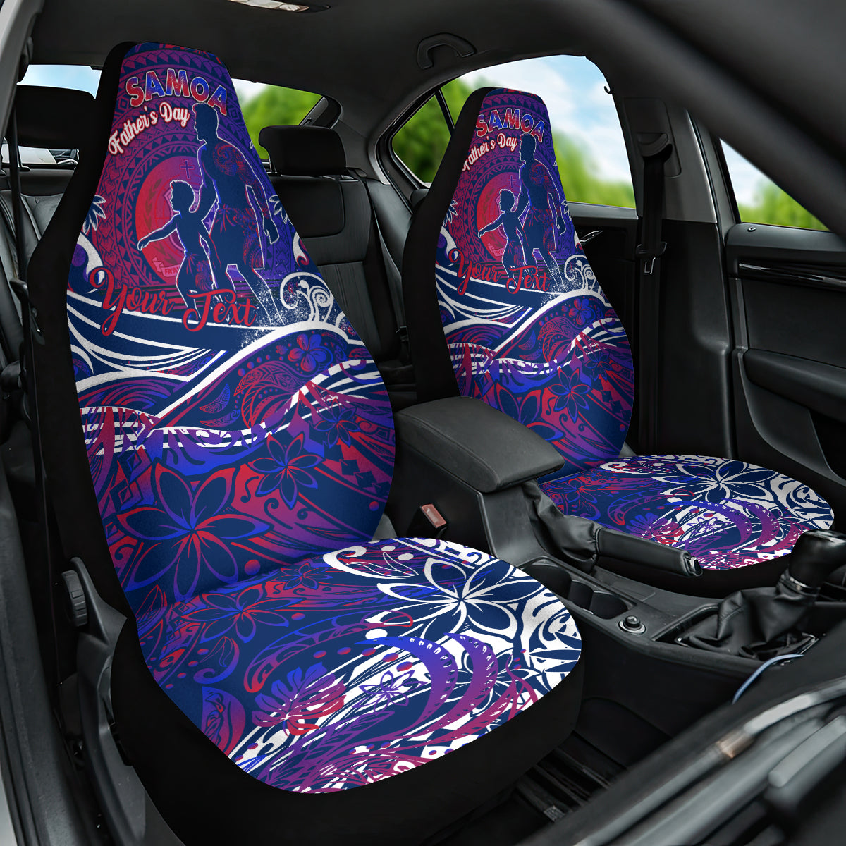 Father's Day Samoa Car Seat Cover Special Dad Polynesia Paradise DT02 One Size Green - Polynesian Pride