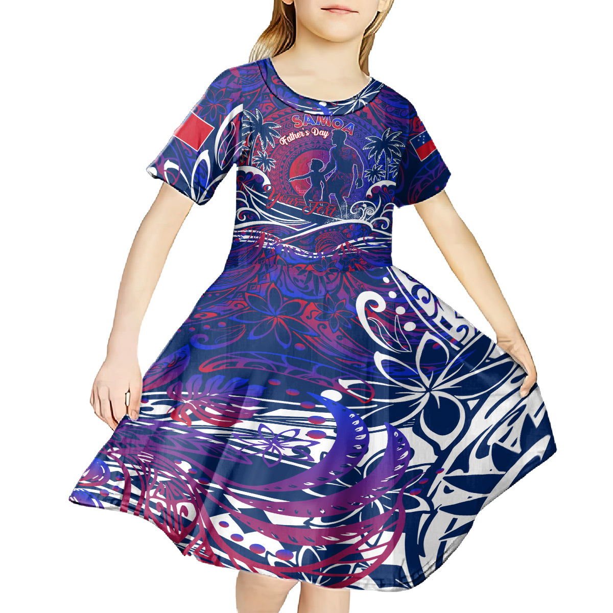 Father's Day Samoa Kid Short Sleeve Dress Special Dad Polynesia Paradise DT02 - Polynesian Pride