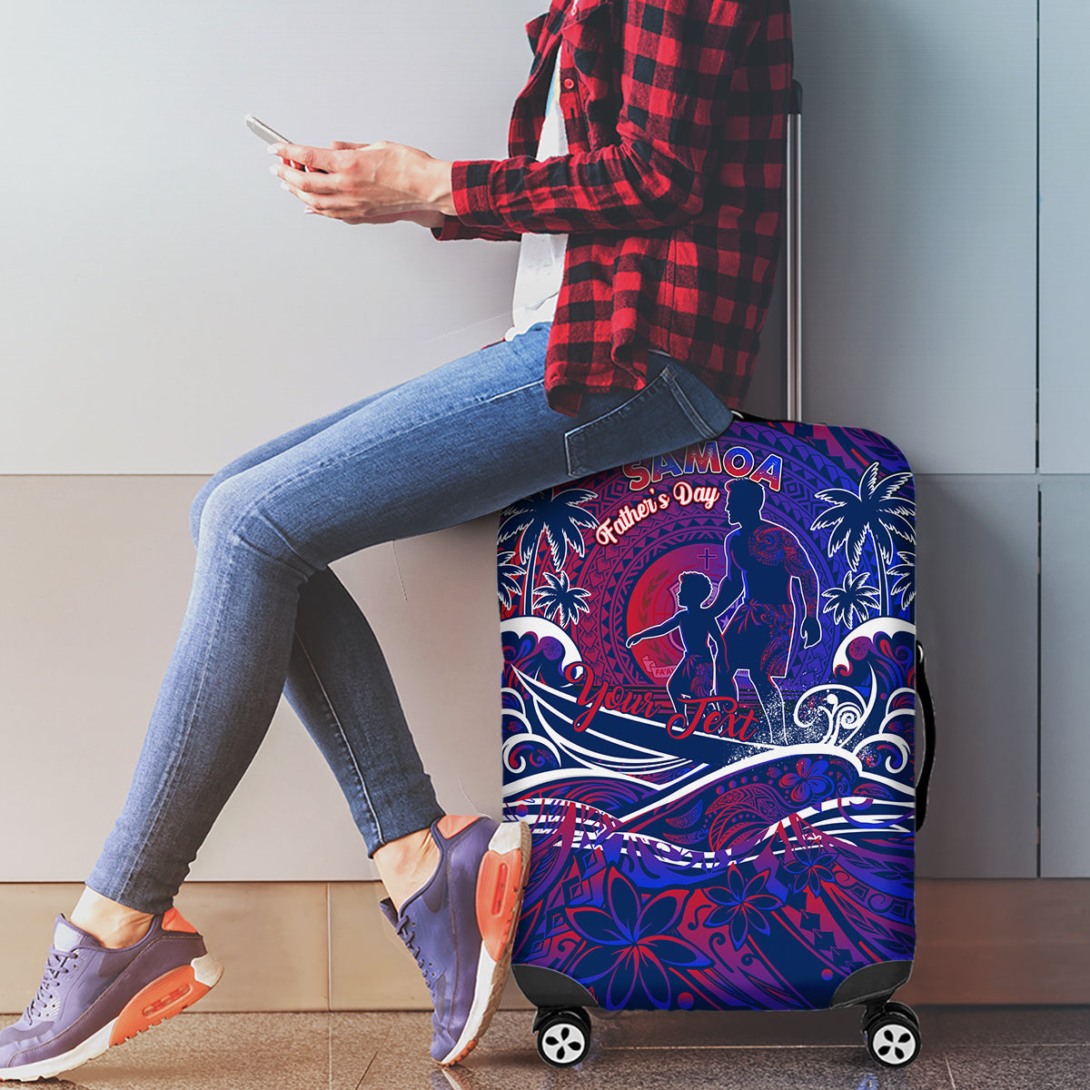 Father's Day Samoa Luggage Cover Special Dad Polynesia Paradise DT02 - Polynesian Pride