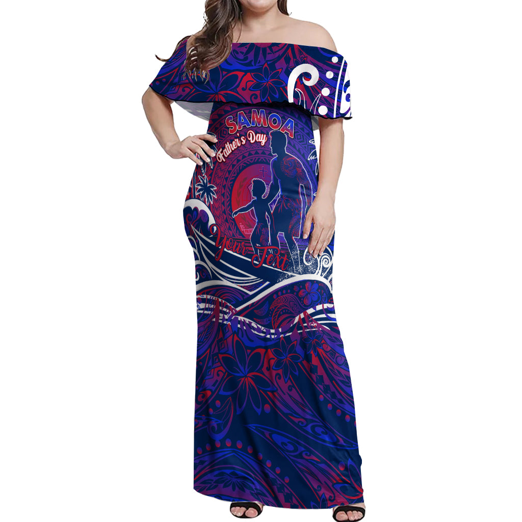 Father's Day Samoa Off Shoulder Maxi Dress Special Dad Polynesia Paradise DT02 Women Green - Polynesian Pride